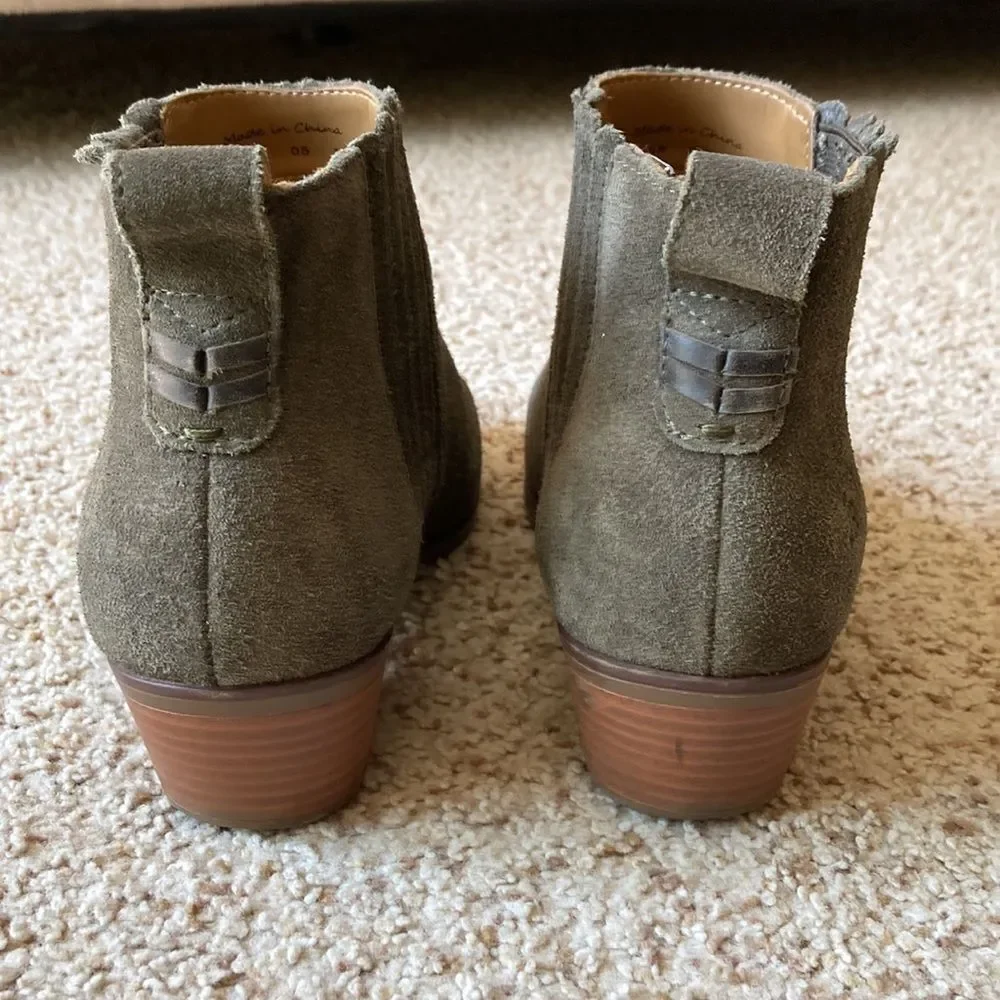 Jack Rogers Women’s Olive Green Suede Ankle Boots Booties 6.5 M